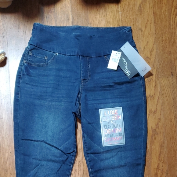 Stitch Star Pull On Skinny Jeggings Indigo Wash - Picture 10 of 10